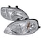 Spec-D Tuning 99-00 Honda Civic Crystal Housing Headlights Chrome, 2LH-CV99-RS 2LH-CV99-RS - alternate 1